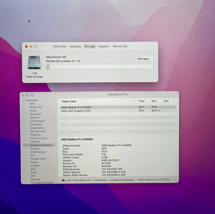 Apple MacBook Pro 16in 2019 i9 9880H Radeon PRO 5500 16GB RAM 1TB SSD READ!