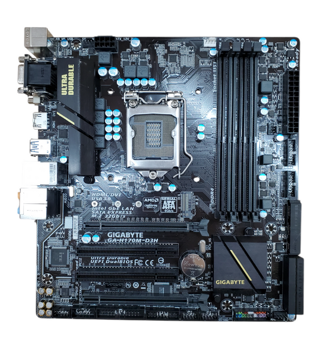 Gigabyte GA-H170M-D3H LGA 1151 Motherboard - No CPU/RAM/I/O Shield *READ*