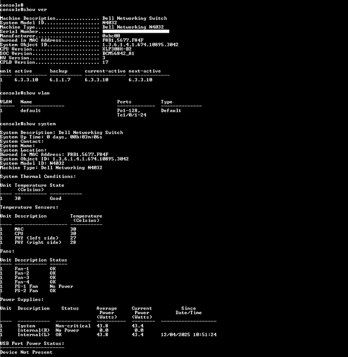 Dell PowerConnect N4032 24-Port Gigabit Ethernet Managed Switch
