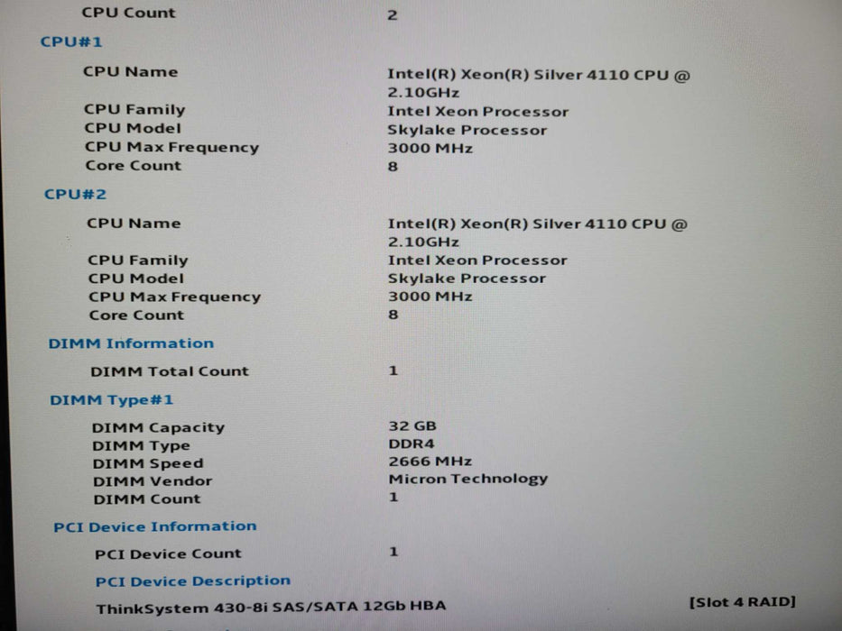 Lenovo SR630 1U 4x 3.5" | 2x Xeon Silver 4110 @2.10GHz, 32GB DDR4, 430-8i  !