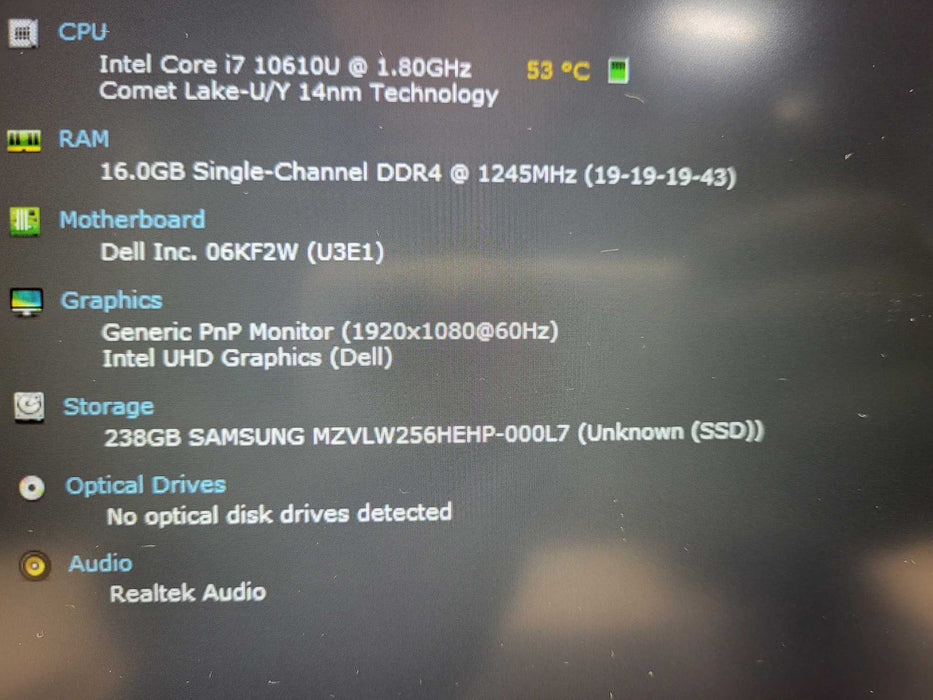 Dell Latitude 5410 i7-10610U CPU 16GB RAM 256GB NVMe READ $ Lap200