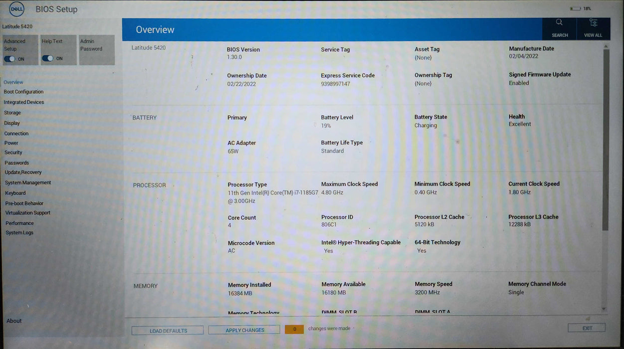 Dell Latitude 5420, i7-1185G7 3.00GHz, 16GB DDR4, 256GB NVMe, No PWR  Lap200