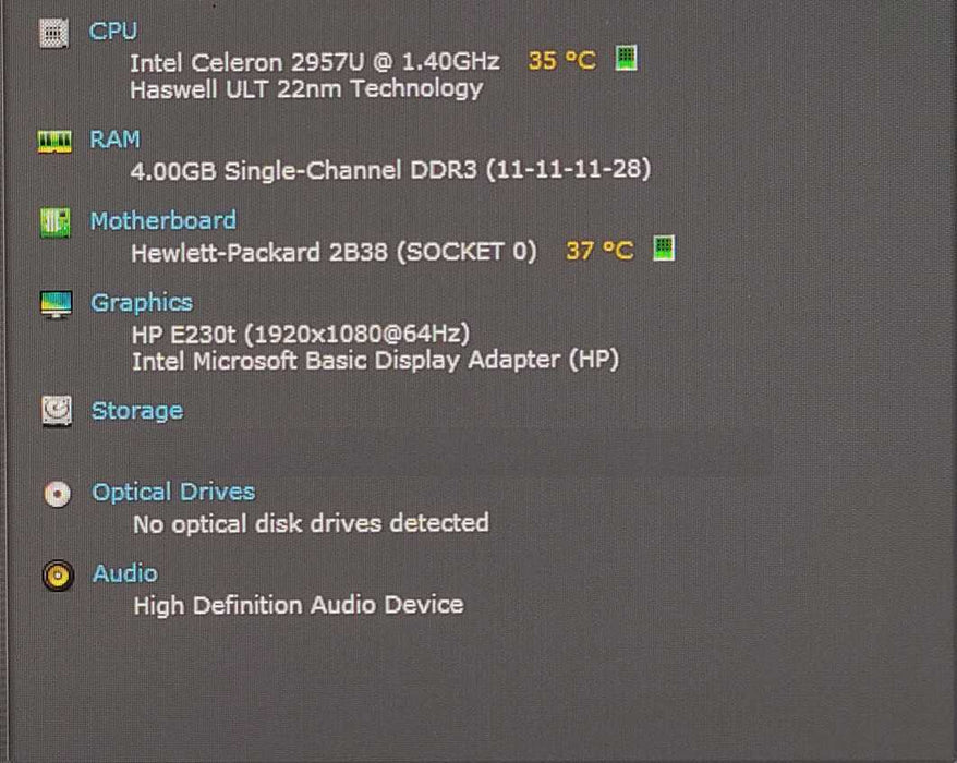 HP Stream Mini TPC-P041-BX Celeron 2957U 1.4GHz 4GB RAM, No HDD