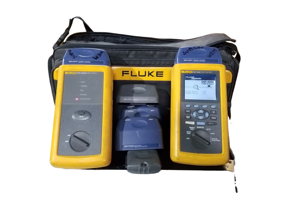 Fluke DSP-4000 Cable Analyzer & Smart Remote w/DSP-FTA420, DSP-LIA013, CAL