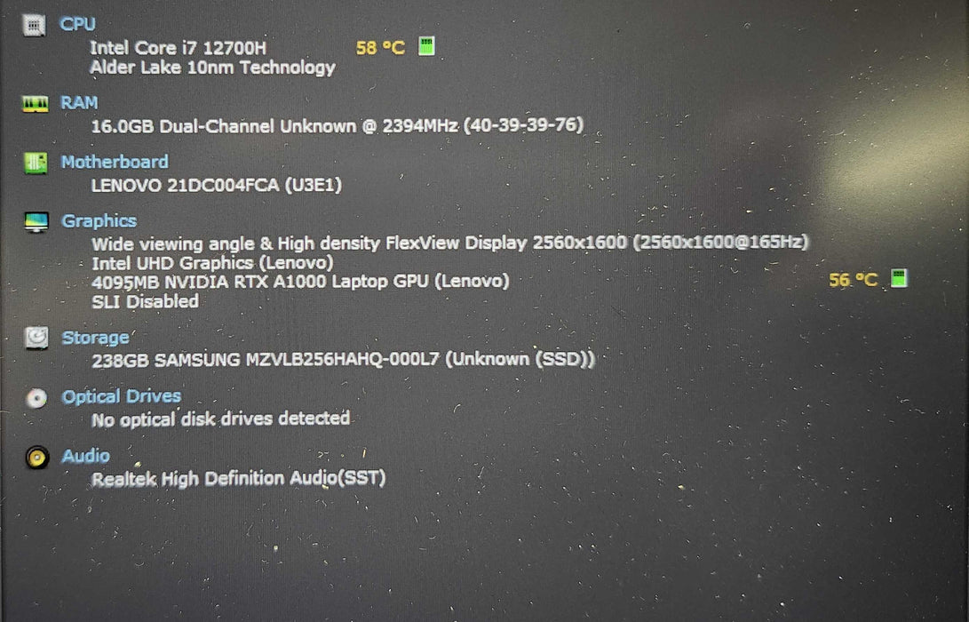 Lenovo ThinkPad P1 Gen5,i7-12700H, 16GB RAM, 256GB NVMe, RTX A1000, 170W AC  Lap200
