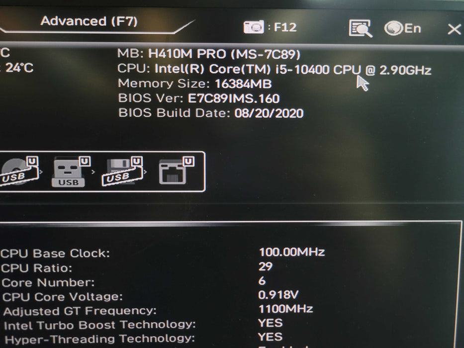 Intel Core i5-10400 MSI H410M PRO 16GB DDR4 + I/O Plate %