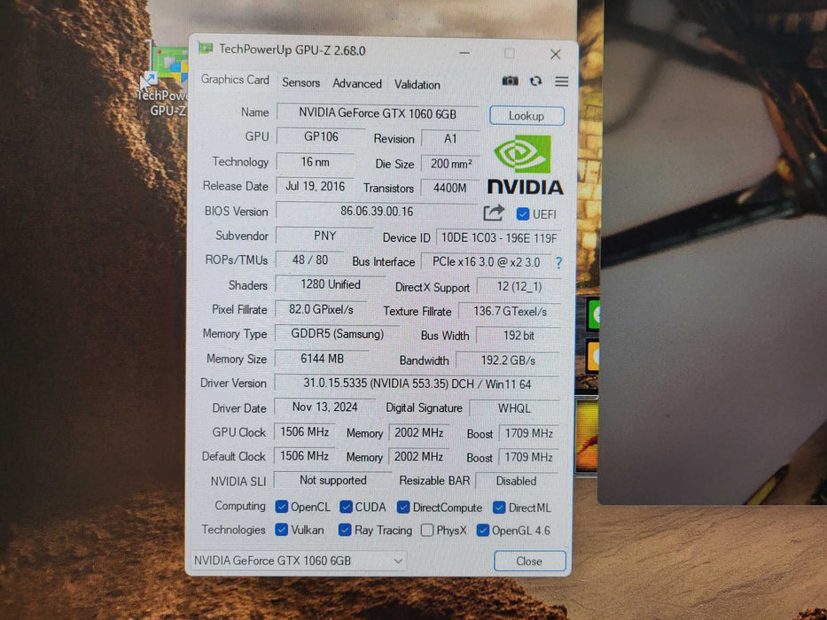 PNY GeForce GTX 1060 6GB GDDR5 PCIe Graphics Card Q$