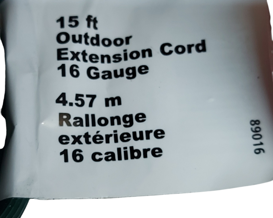 LOT 5x Outdoor Extension Cord - 3 Outlet - 15 ft - 16 Gauge P/N 89016