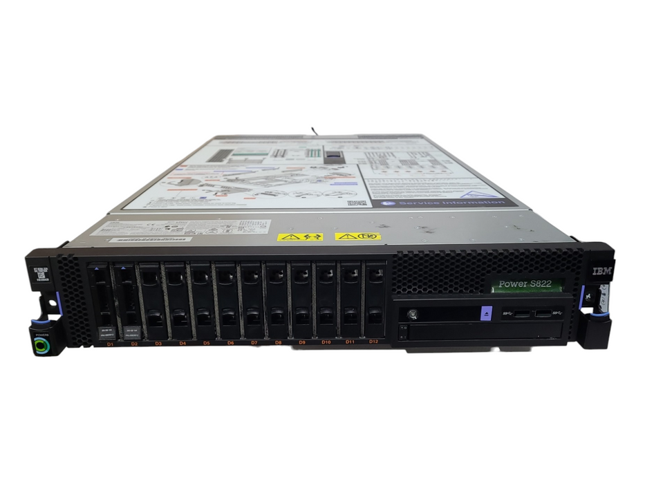 IBM Power8 |S822 8284-22A 12-Bay Server | 1x 00UM260 CPU, 128GB RAM, No HDD
