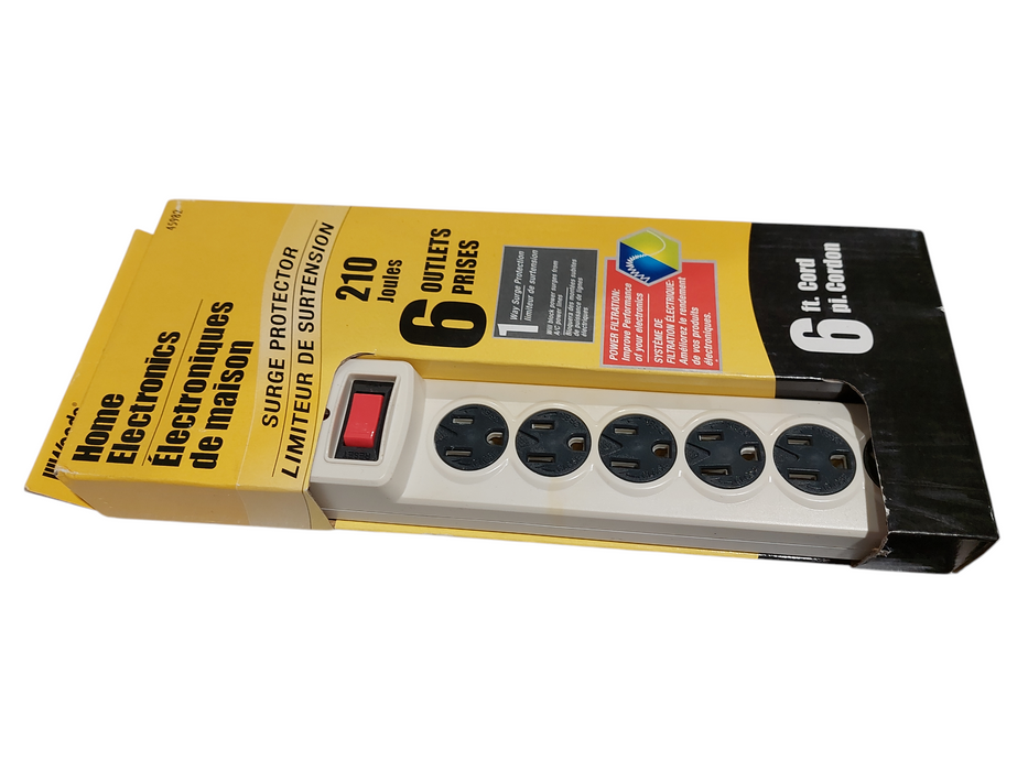 Woods Home Electronics 6Ft Power Surge Bar Protector 6 Outlets  =