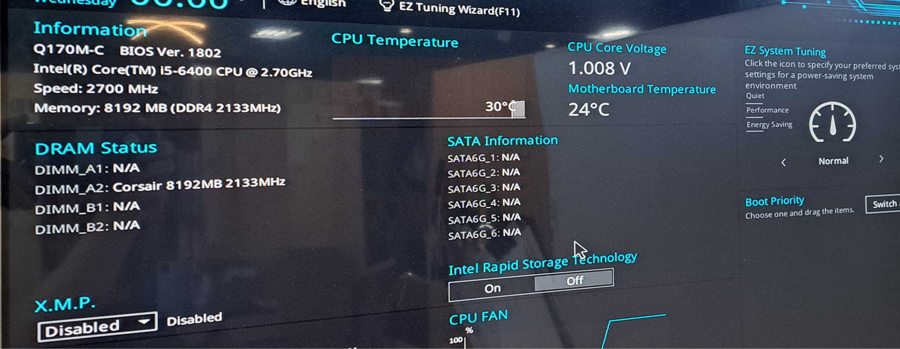 ASUS Q170M‑C Motherboard With Intel i5‑6500 & 8GB DDR4 RAM