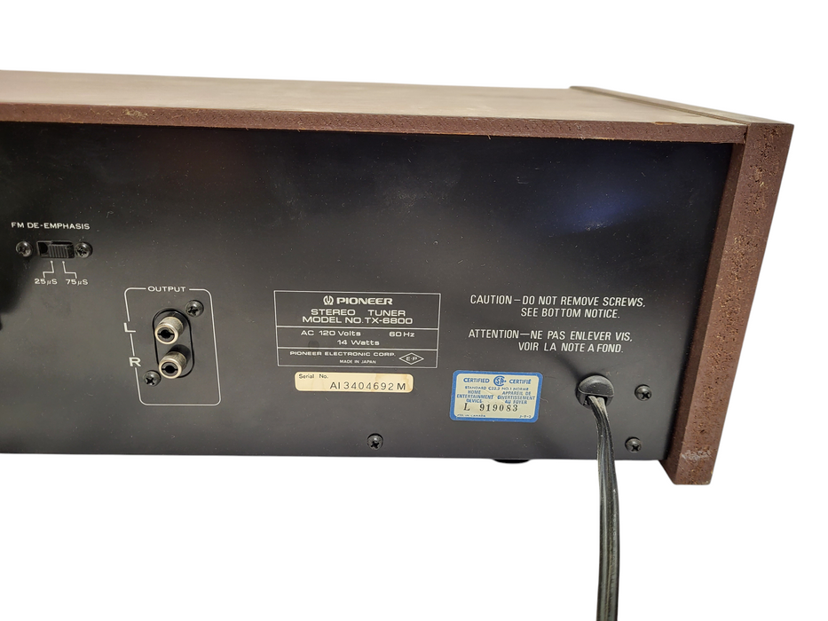 Vintage Pioneer TX-6800 AM/FM Stereo Radio Tuner $