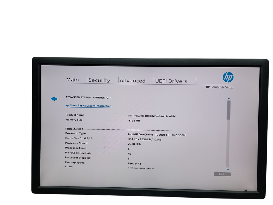 HP ProDesk 400 G6 Micro i5 - 10500T @ 2.30GHz 8GB DDR4 Ram No HDD