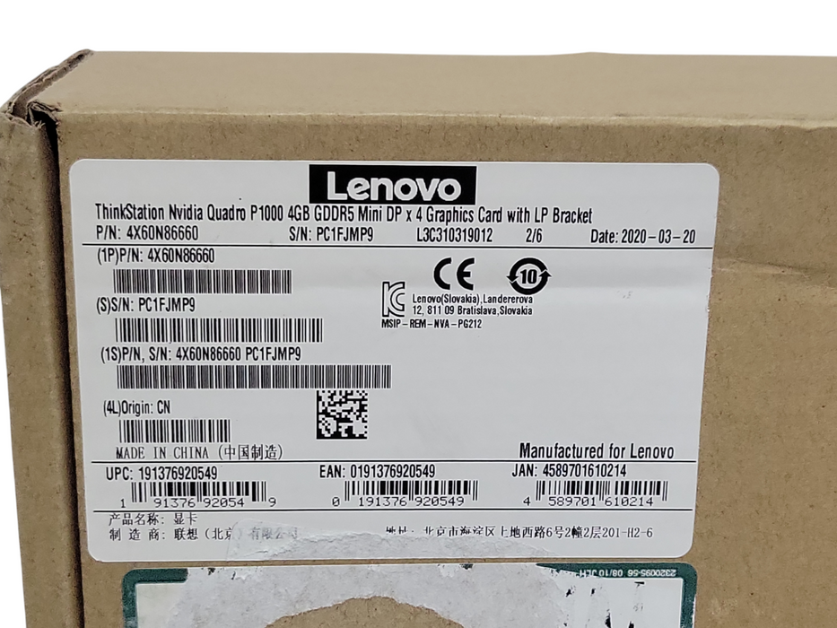 New Lenovo Thinkstation Nvidia Quadro P1000 4GB GDDR5 Mini DP x4 LP Bracket _