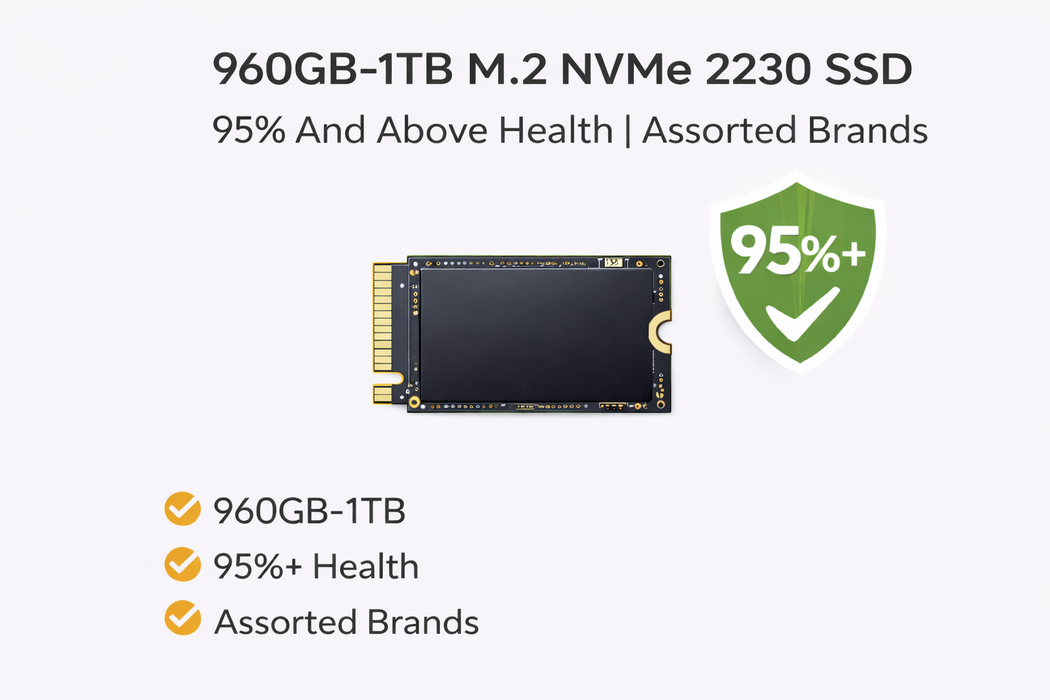 960GB-1TB m.2 NVMe 2230 SSD | 95% And Above Health | Mixed Brands Q&
