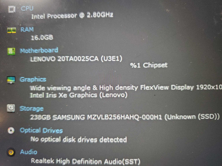 Lenovo ThinkPad E14 gen 2 i7-1165G7@2.80GHz 12GB RAM 256NVME+500GB HDD READ  Lap200