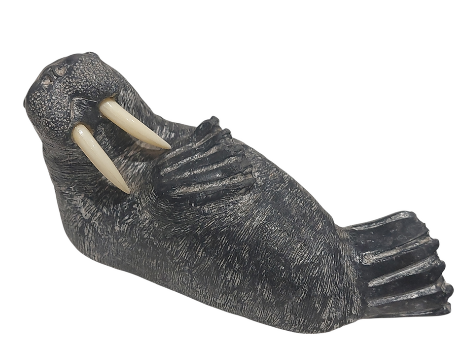 Wolf Original walrus sculpture 6" Inuit & First Nations art Canada =