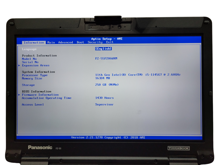 Panasonic ToughBook FZ-55 TOUCH i5-1145G7 16GB RAM 256GB SSD 1430Hrs ! Lap200