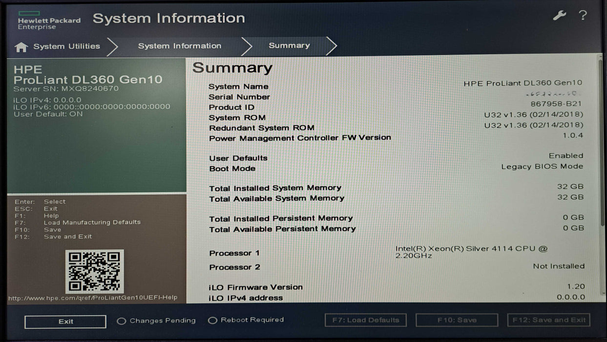 HPE ProLiant DL360 Gen10 1U | Xeon Silver 4114 @ 2.20GHz 32GB RAM P408i-a )