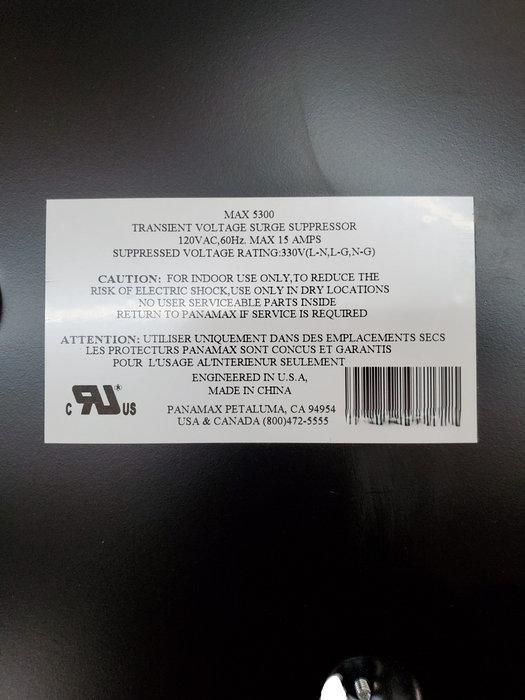 PANAMAX MAX 5300 11 Outlet Transient Voltage Surge Suppressor
