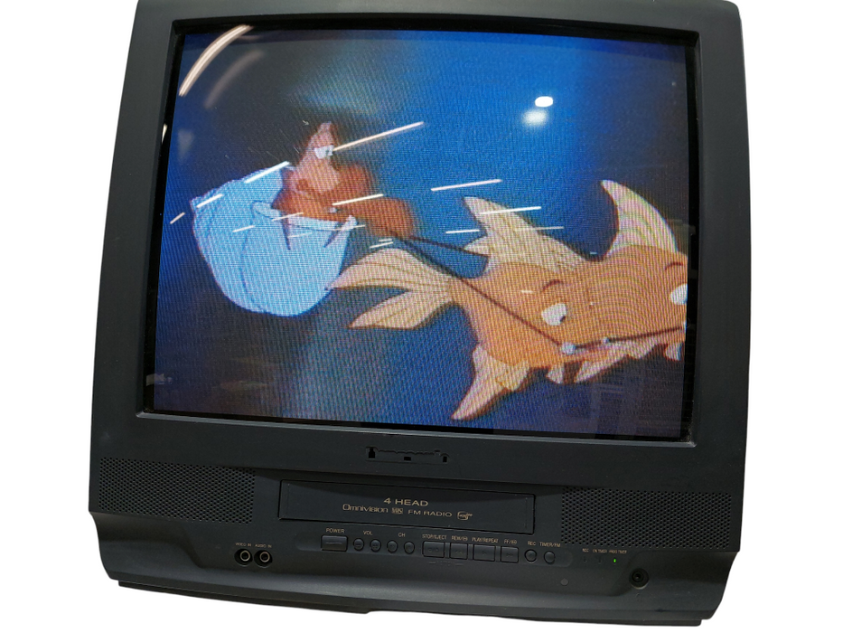 Panasonic CRT 20"Television VHS Tape Player Built-In w/ 12 VHS Disney Tapes =