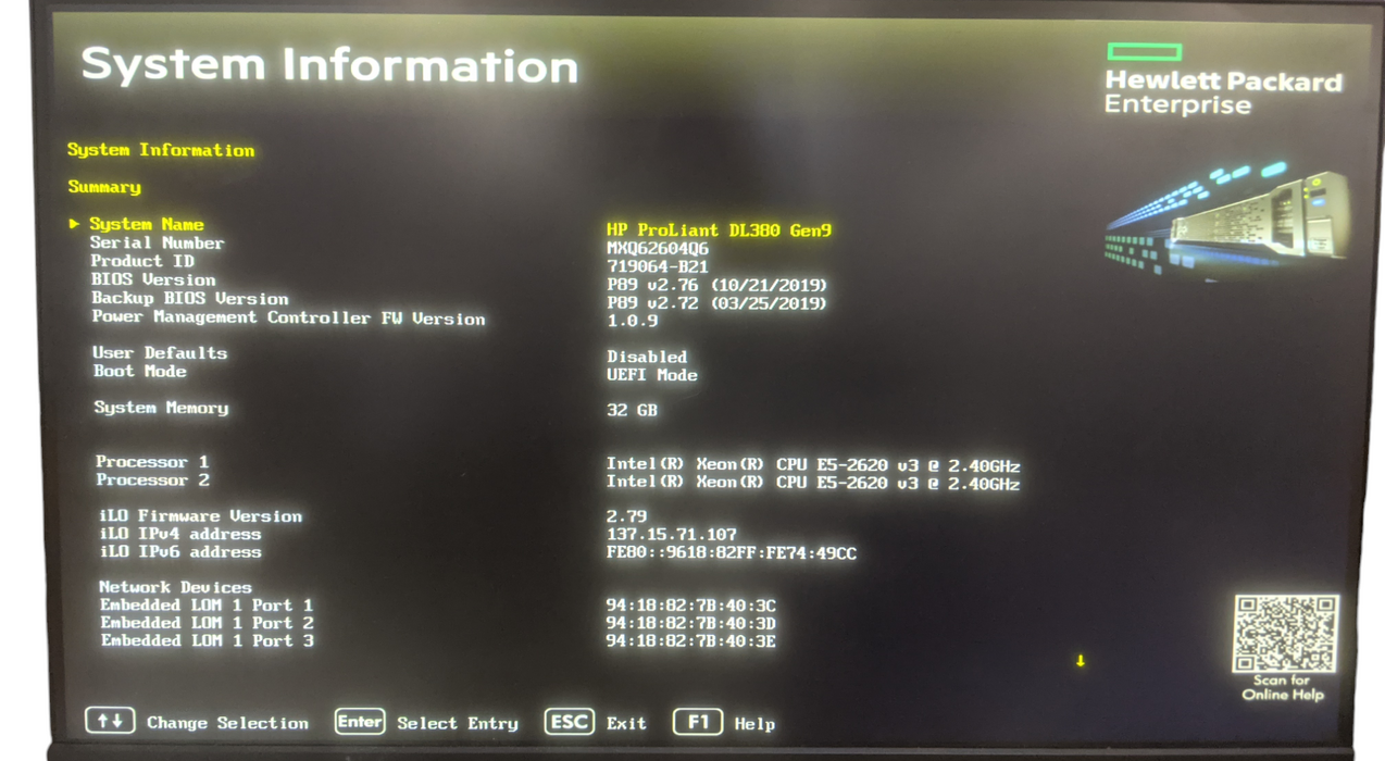 HP DL380 Gen9 2U 8x2.5" | Xeon E5-2620 v3 | 32GB DDR4 | No HDD | P440ar