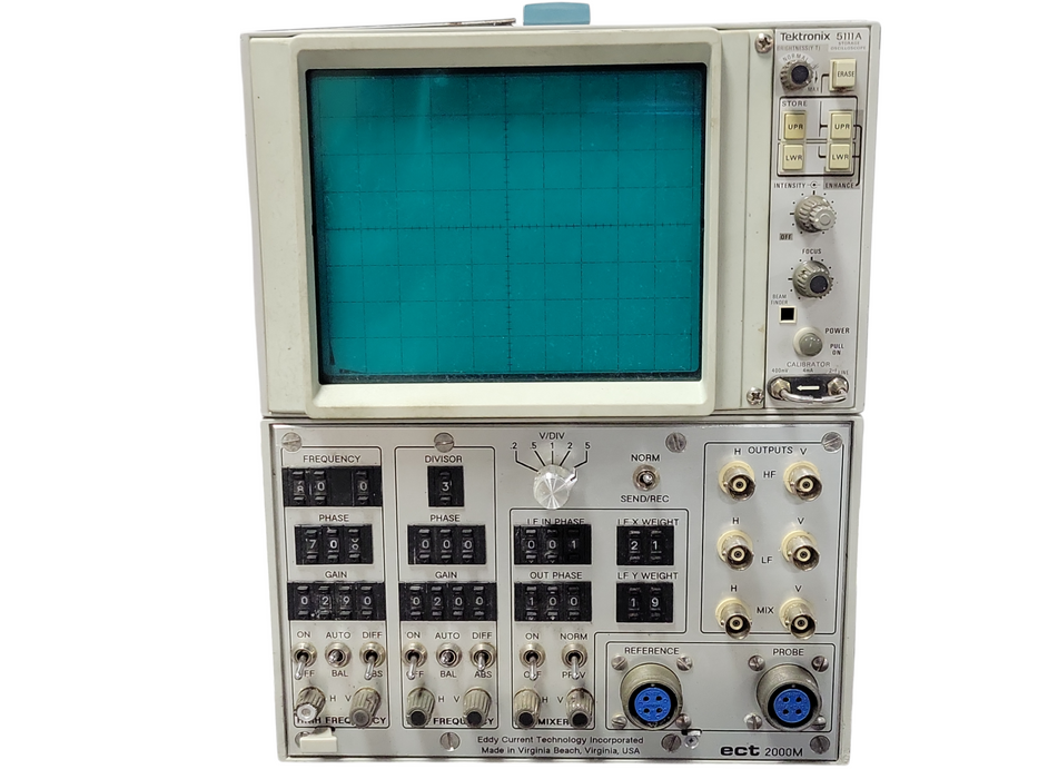 eddy current Technology ECT2000M Tektronix 5111A storage oscilloscope, READ _