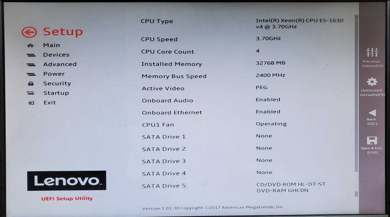 Lenovo ThinkStation P510 Xeon E5-1620 v4 32GB DDR4 - No HDD/GPU Q