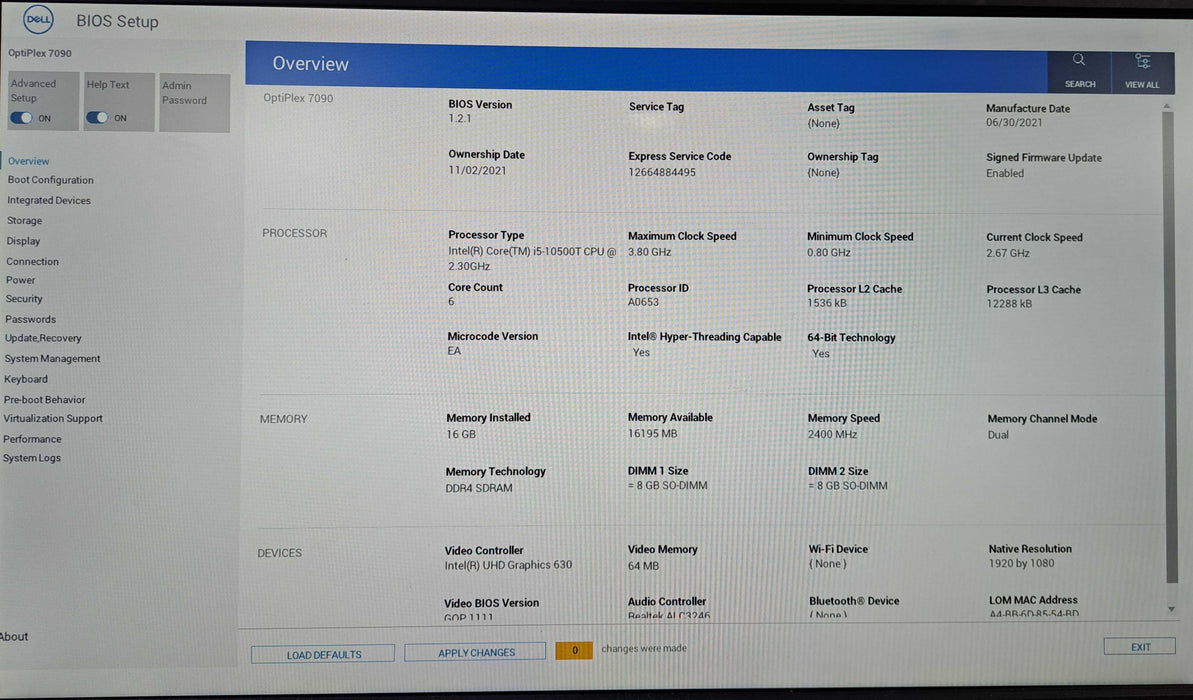 Dell OptiPlex 7090 Micro | Intel Core i5-10500T, 16GB DDR4, 256GB NVMe )