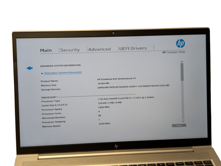 HP EliteBook 850 G8 Intel Core i5-1135G7 16GB RAM 256GB NVMe SSD  - Lap200
