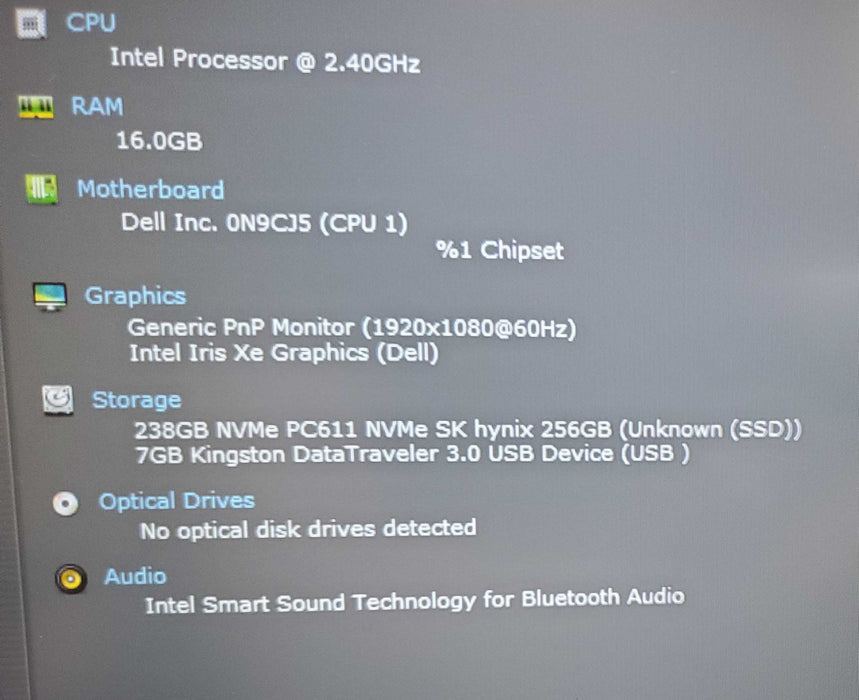 Dell Vostro 5402 Core i5-1135G7@2.4GHz 16GB RAM 256GB SSD  Lap200
