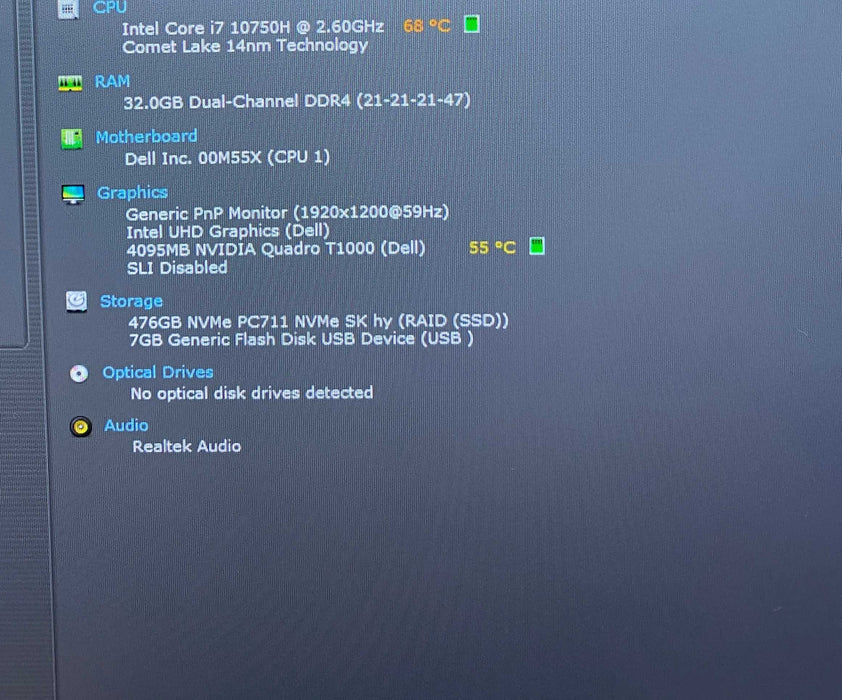 Dell Precision 5550 i7-10750H QUADRO T1000 4GB GPU 32GB RAM 512GB SSD READ!  Lap200