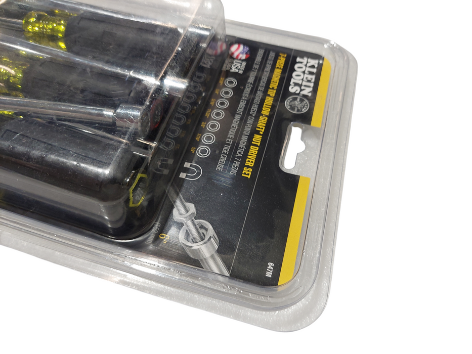 Klein 647M 7-Piece Nut Driver Set, Magnetic Hollow 6-Inch Shafts 3/16 - 1/2 =