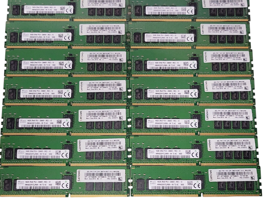 Lot of 16x SKhynix 16GB 2Rx8 PC4-2666V-RE2 DDR4 Server RAMs _