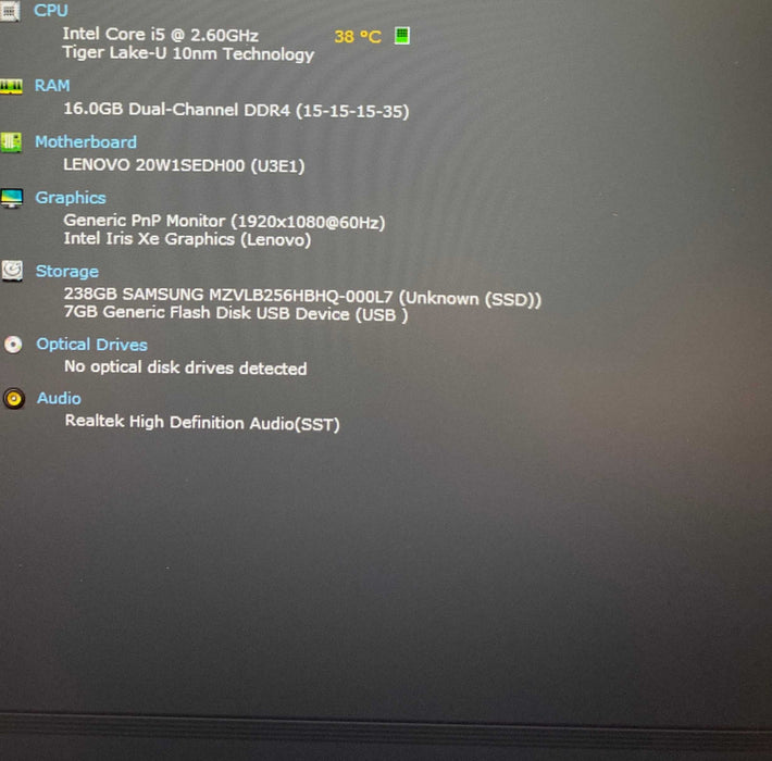 Lenovo ThinkPad T14 Gen 2 Core i5-1145G7@2/60GHz vPRO 16GB RAM 256GB SSD  Lap200