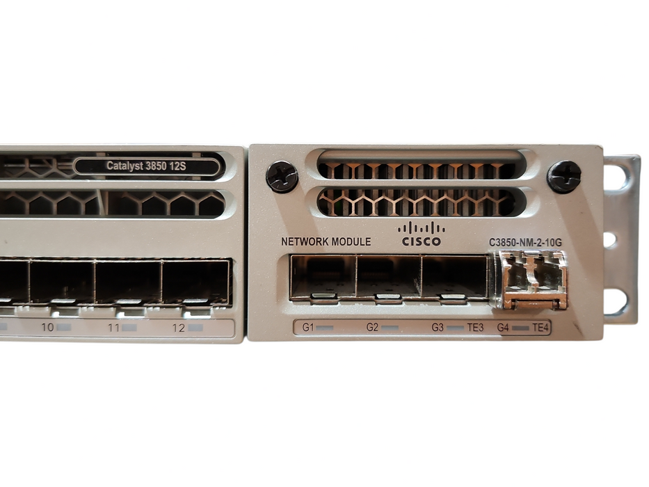 Cisco WS-C3850-12S-S v02 FIBER Switch w/ C3850-NM-2-10G Module & 1x PSU