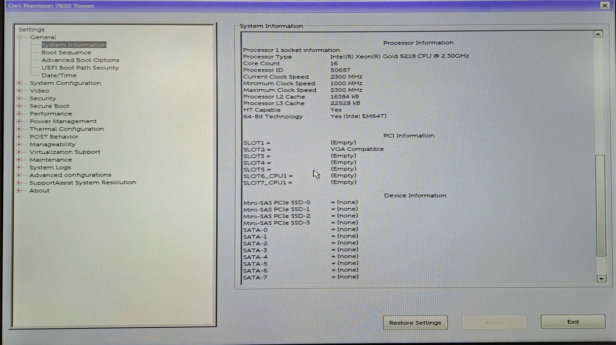 Dell Precision 7920 | Xeon Gold 5218 @2.30GHz, 64GB DDR4, P620, No HDD )