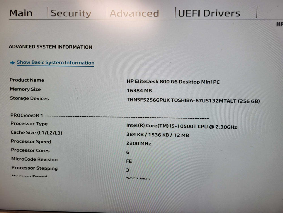 HP EliteDesk 800 G6 USFF i5-10500T CPU 2.30GHz 16GB DDR4 256GB NMVe w/ AC $