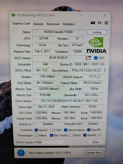 NVIDIA Quadro P4000, 8GB GDDR5 PCIe Professional Graphics Card, 4x DP !