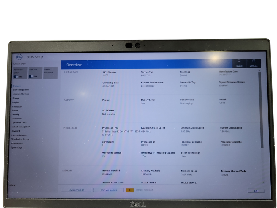 Dell Latitude 5420 i7-1185G7 16GB RAM 256GB NVMe ! Lap200