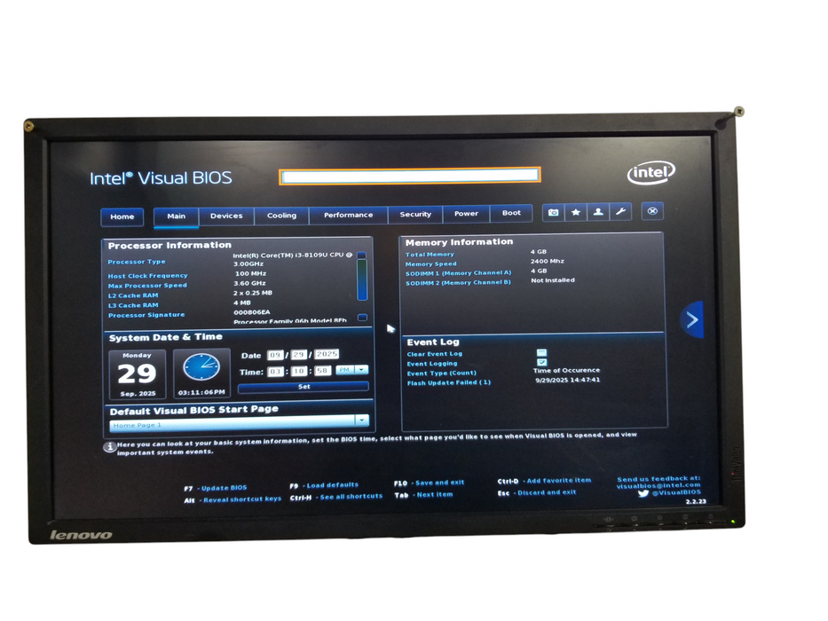 Intel NUC NUC8BEK i3-8109U CPU 4GB DDR4 RAM - 256GB SSD
