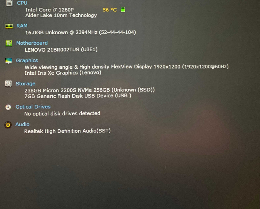 Lenovo ThinkPad T14s Gen 3 Core i7-1260P@2.10GHz 16GB RAM 256GB SSD  Lap200
