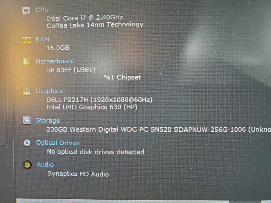 HP ProDesk 600 G4 - Core i7-8700T 16GB DDR4 256GB