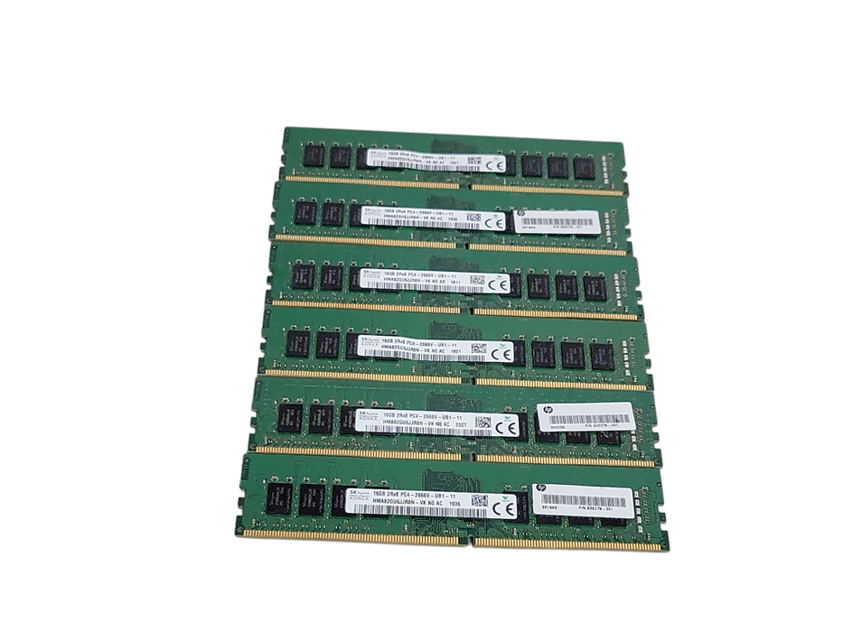 Lot of 6x SK Hynix 16GB 2Rx8 PC4-2666V-UB1-11 Desktop Memory _