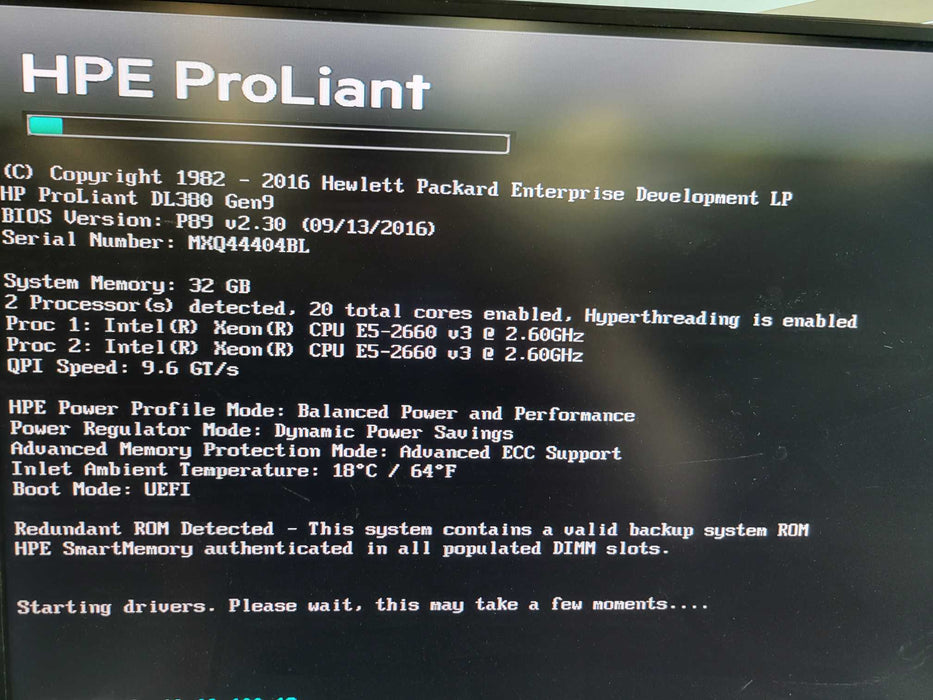 HP ProLiant DL380 Gen9 - 2x Xeon E5-2660 v3 32GB DDR4 P440ar 2x800W PSU %