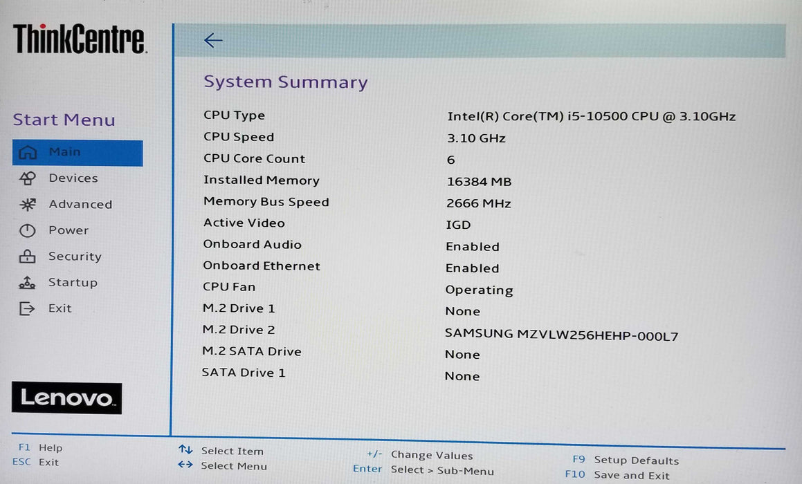 Lenovo ThinkCentre M90q USFF, i5-10500 CPU 3.10GHz, 16GB RAM - 256GB NVMe