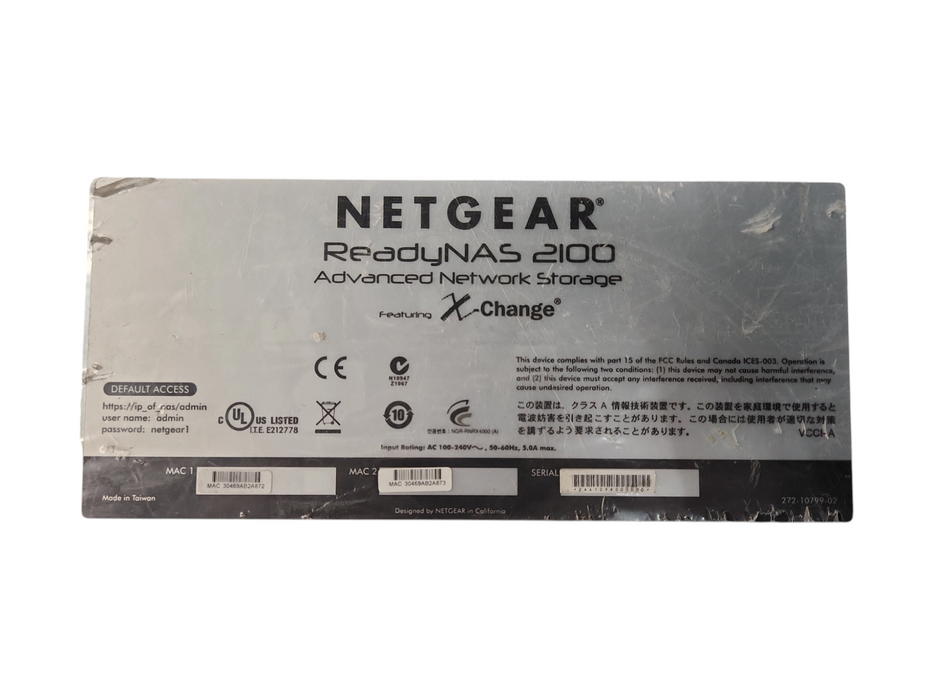 Netgear ReadyNAS 2100 4 bay NAS, No Caddies, READ