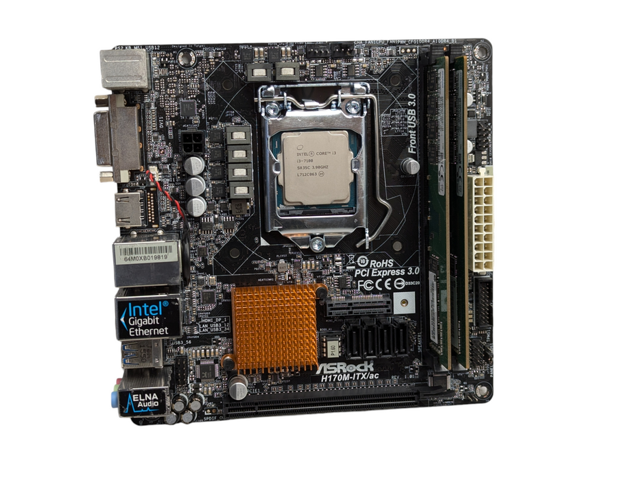 ASRock H170M-ITX/ac Motherboard with i3-7100 @ 3.90Ghz & 16GB RAM  -