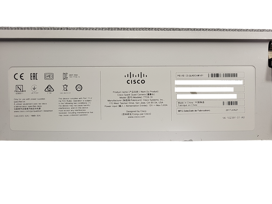 Cisco CS-QUADCAM V01 TTC8-10 56-102391-01-A0 Quad Camera $