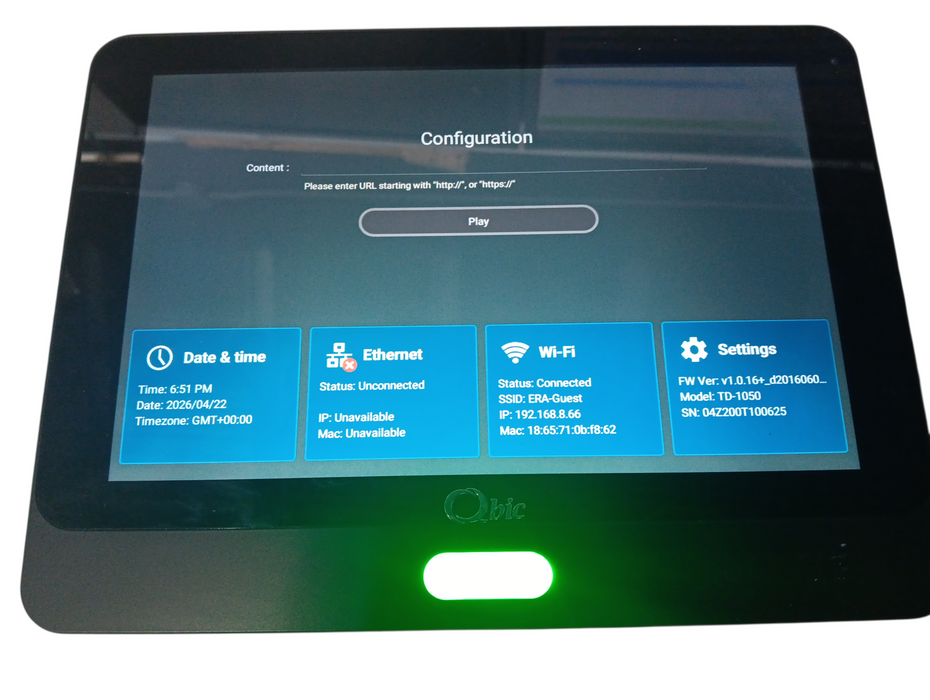 Qbic Technology Android Tablet Touch Panel TD-1050